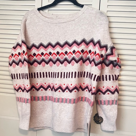 LOFT | Natural with Colorful Knit Women's  Sweater size S 🔥 - Picture 2 of 6